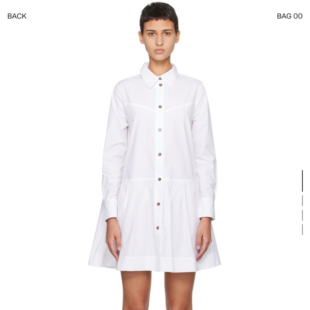 Ganni White Long Sleeve Dress